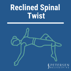 Graphic showing reclined spiral twist yoga position